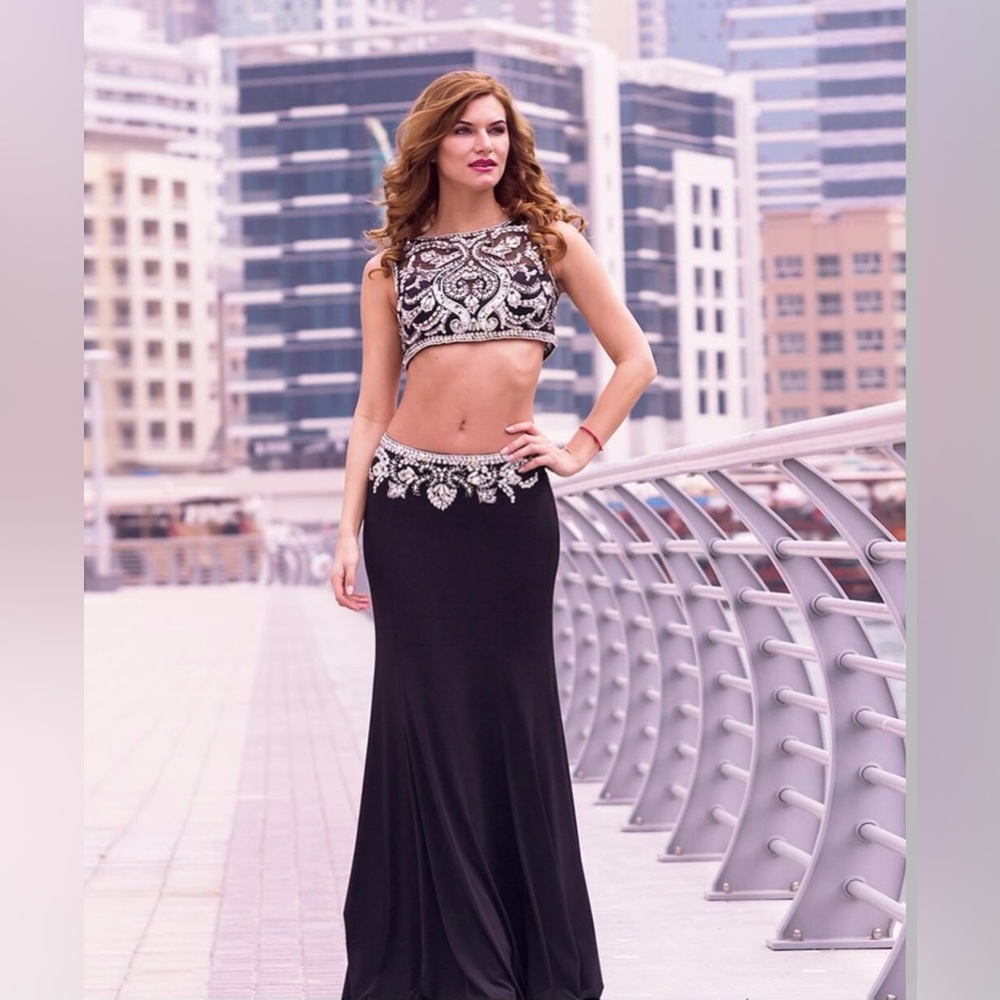 Jovani 23093 2 pc embellished too and bottom
